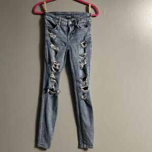 American Eagle Women’s Next Level Stretch Jeans Size 0 Regular Distressed